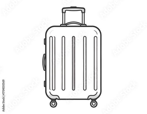Minimalist vector icon of a travel suitcase. A simple luggage illustration with bold, clean lines, perfect for tourism and vacation concepts