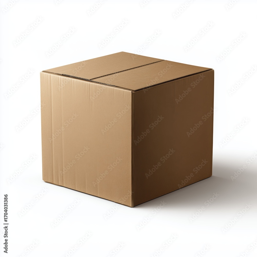 Fototapeta premium Simple Brown Cardboard Box , isolated on white background png