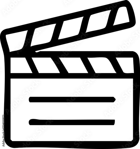 Movie Clapperboard Simple Line Art.