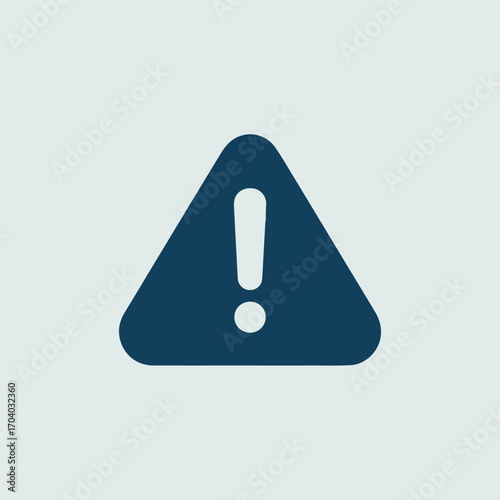 Dark blue triangle with an exclamation mark inside, representing a warning, alert, or danger, isolated on transparent background, indicating caution