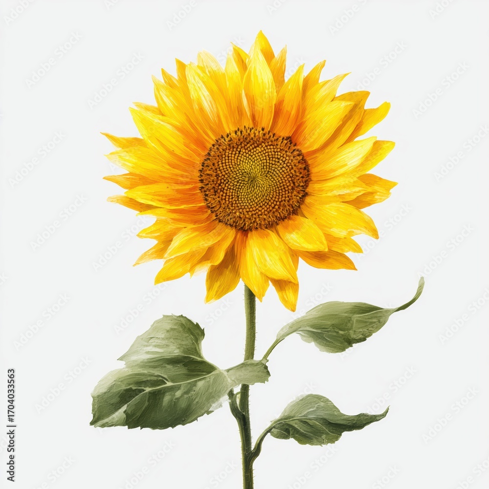 Fototapeta premium Stunning Sunflower Illustration , isolated on white background png
