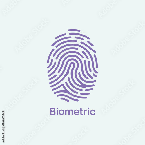 Minimalist biometric fingerprint icon in lavender, symbolizing security, identification, and personal data, isolated on transparent background