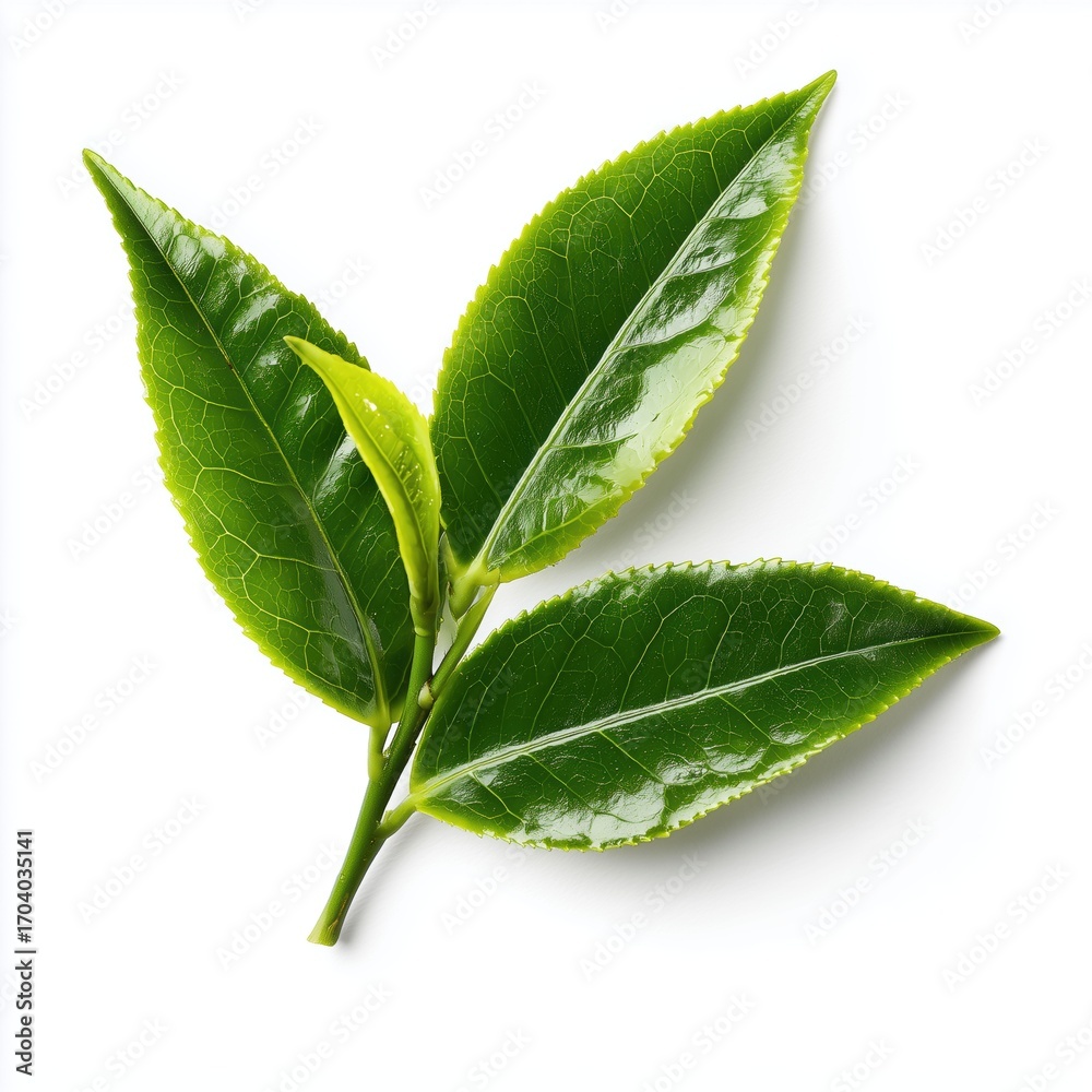 Obraz premium Fresh Green Tea Leaves - A Natural Delight , isolated on white background png
