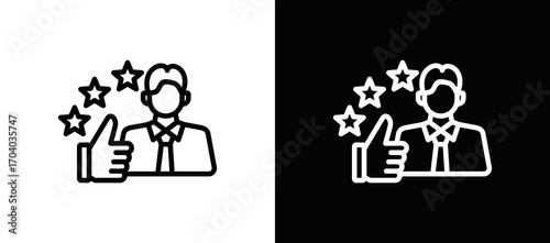 Employee Motivation Icon In Black And White Filled Style
