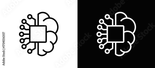Ai Automation Icon In Black And White Filled Style