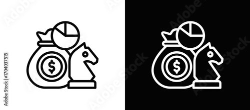 Funding Strategy Icon In Black And White Filled Style