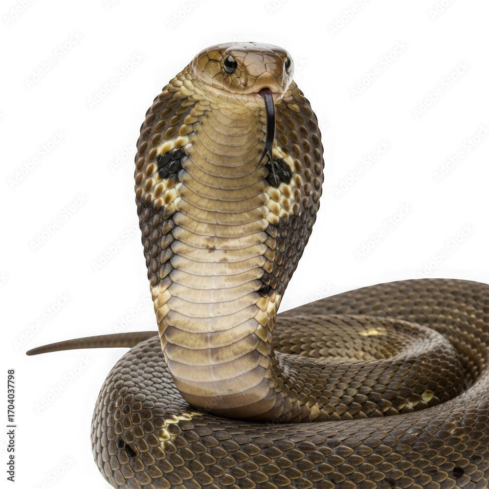 Fototapeta premium Majestic cobra isolated on transparent background