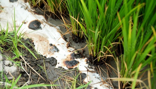 Wallpaper Mural Damaged rice paddy, white residue, burnt soil Torontodigital.ca