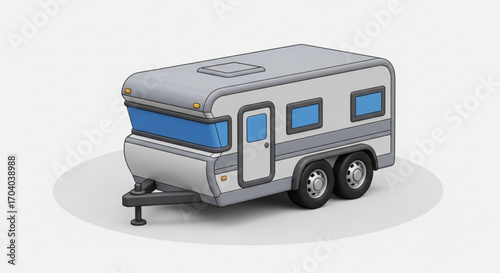 A 3d rendering of a camper, showcasing travel, vacation, and outdoor adventure with its detailed design and realistic appearance