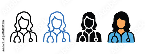 Female doctor icon vector. stethoscope for healthcare and clinic use symbol. vector illustration.