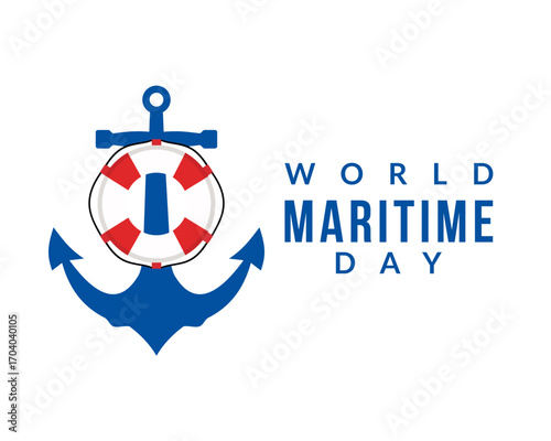 World Maritime Day Paper cut style Vector Design Illustration for Background, Poster, Banner, Advertising, Greeting Card. Maritime day vector illustration with ship 
anchor wheel or steering.