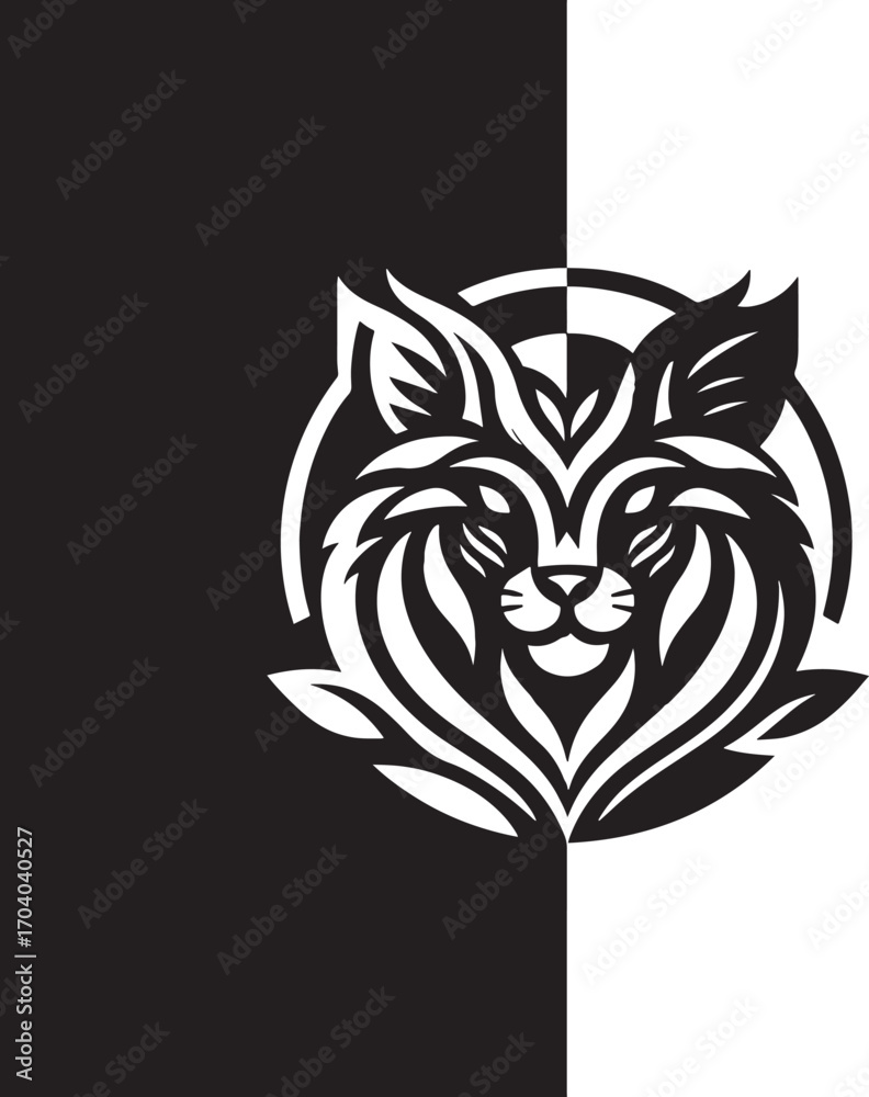 Obraz premium Vector image of a wolf head on a black and white background