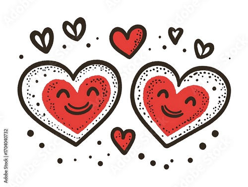Happy Hearts Couple Illustration, Symbolizing Love, Friendship, and Joyful Connection