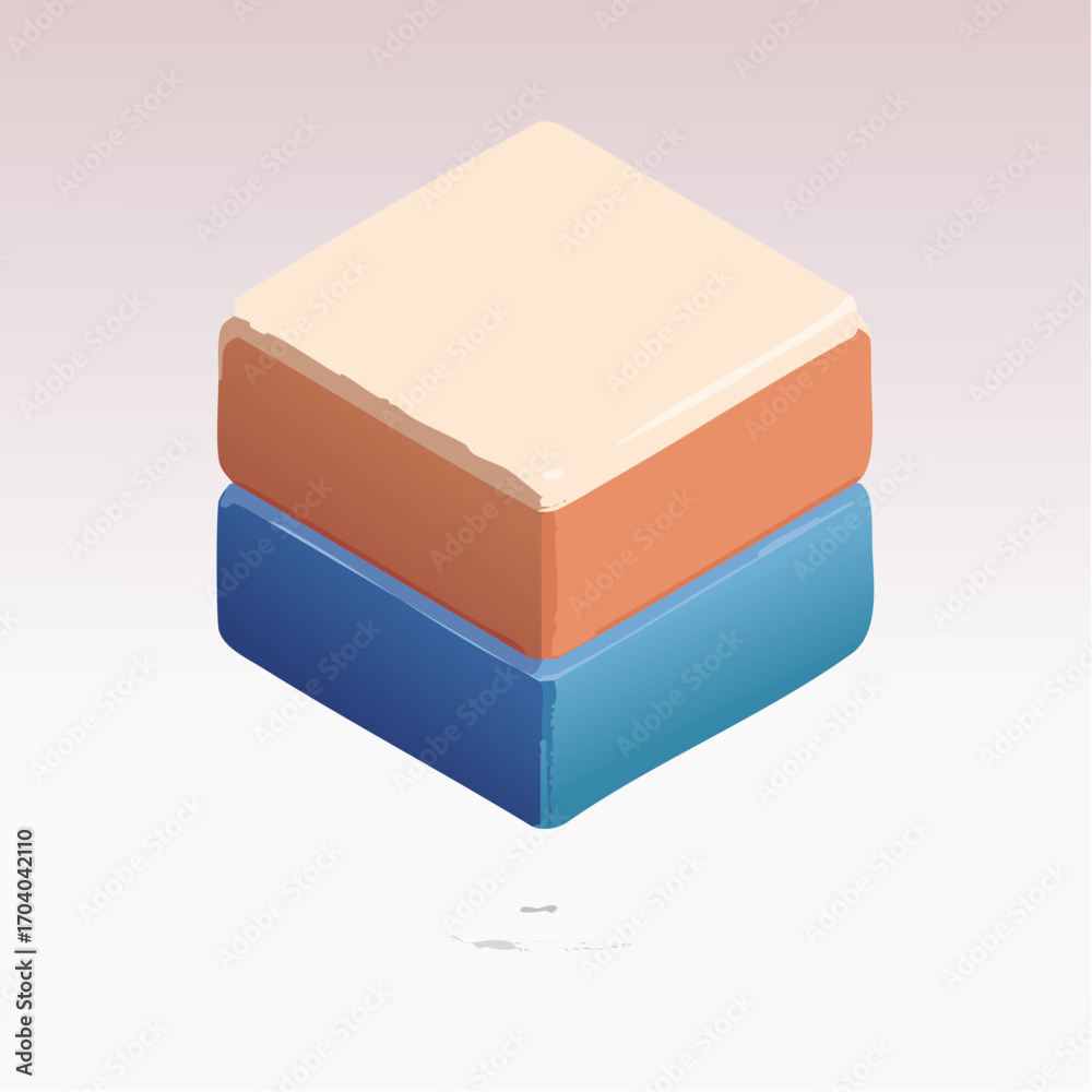 Obraz premium Beige Orange And Blue Layered Cube With Gradient Background