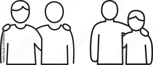 Two pairs of people embracing silhouette
