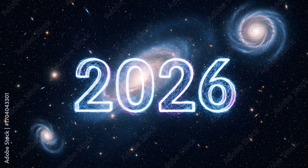 Naklejka premium 2026 New Year Space Galaxy Background