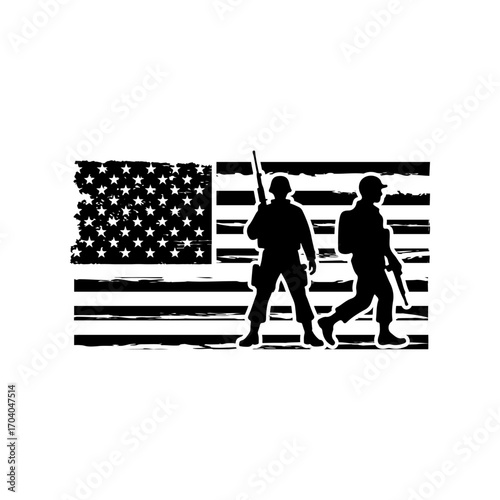 Us Army Vector, Soldeir with Usa Flag