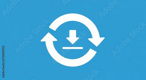 White download icon with arrows in a circle, symbolizing data transfer, synchronization, or software updates