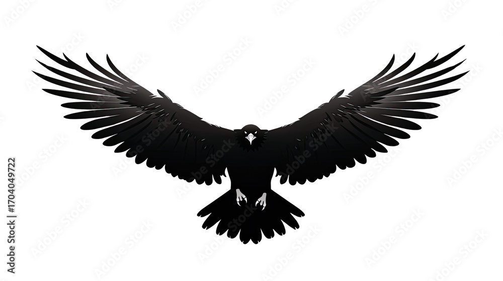 Fototapeta premium Hawk Silhouette PNG Isolated on White Background for Wildlife, Birds, and Nature Design