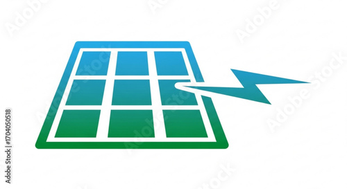 Solar panel with a lightning bolt, symbolizing renewable energy and sustainable power, a clean and modern design