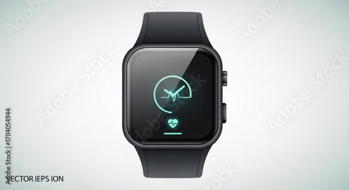 Smartwatch with clock and heart rate sensor on the screen modern wearable technology for health and fitness tracking and monitoring