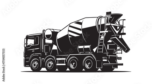 Outline of a concrete mixer on a truck. Vector
