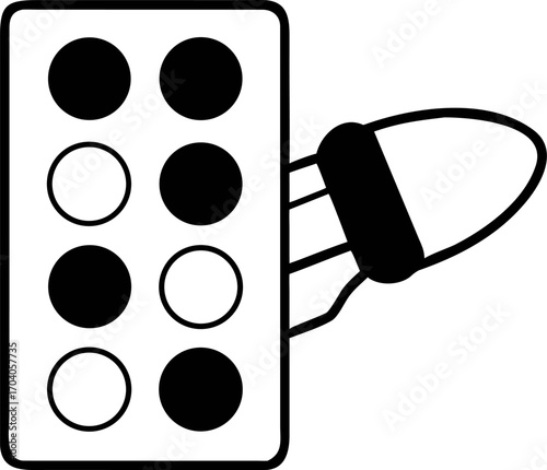 Simple line art vector icon of a braille writing slate and stylus, a tool for accessibility and education for the visually impaired