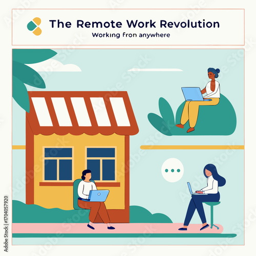 Remote work revolution, people working from anywhere