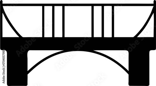 Minimalist black bridge silhouette vector graphic icon. A simple isolated design element representing architecture and connection