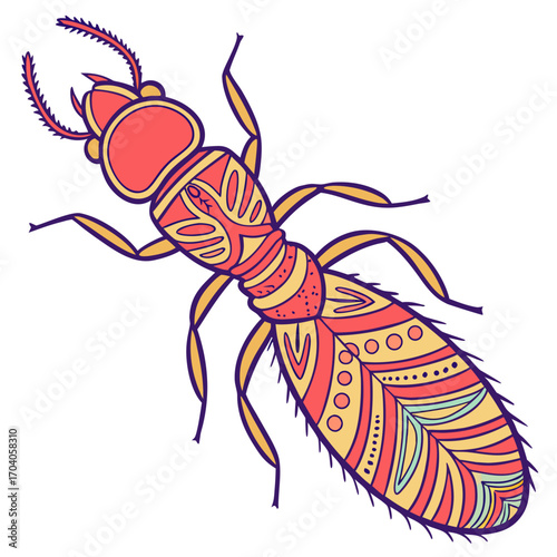 Stylized termite with intricate patterns