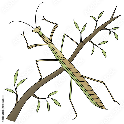 Praying mantis on a branch