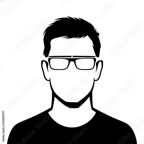 Modern man silhouette with glasses and styled hair ideal for professional profiles and tech branding.