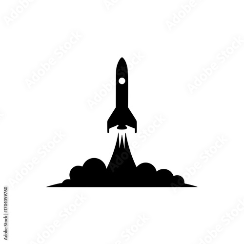 Dynamic rocket launch blasting off with powerful exhaust clouds symbolizing progress and innovation
