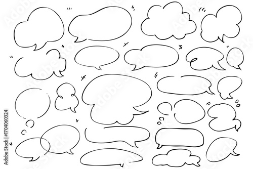 手書きの吹き出しのベクターイラスト。 フレーム、シンプル、ふきだし