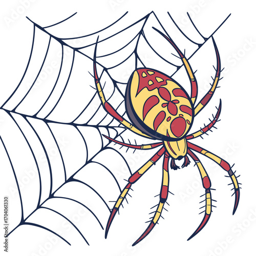 Detailed spider on a web