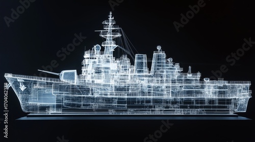 Fototapeta Naklejka Na Ścianę i Meble -  3D rendering of a commercial ship showcasing intricate design and structure in vibrant colors