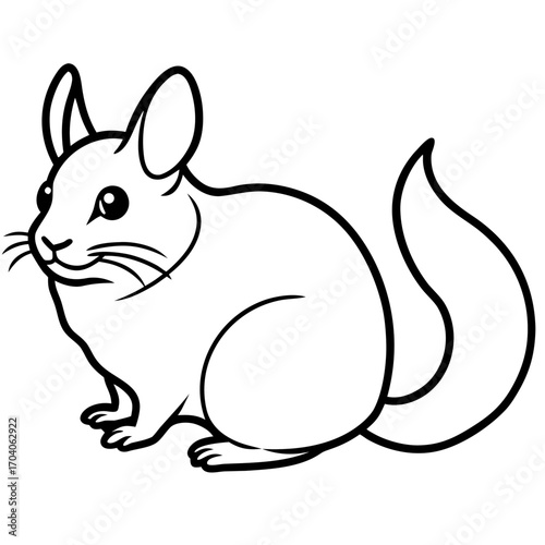 Cute chinchilla silhouette sitting side view simple line art animal silhouette
