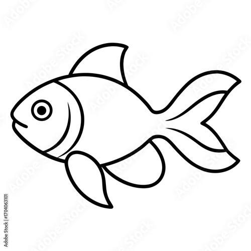 Simple black outline of a stylized fish swimming silhouette