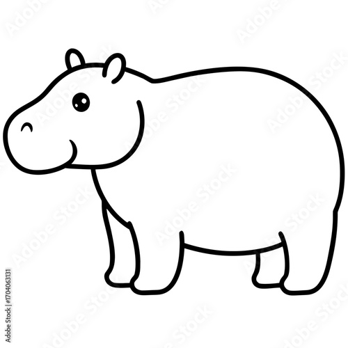Cute cartoon hippopotamus with big eyes and a friendly smile silhouette