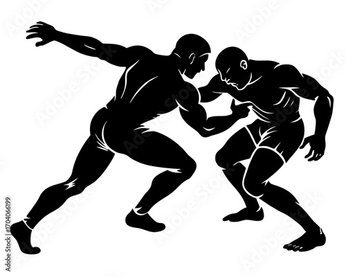 Wrestling match silhouette illustration