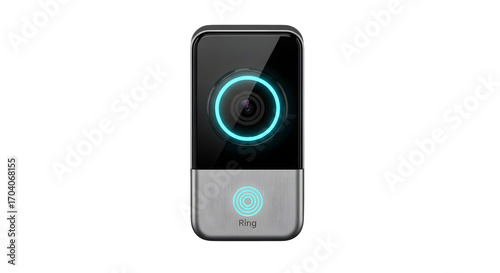 Smart doorbell with a camera isolated on transparent background, providing a modern and secure way to monitor your homes entrance with convenience