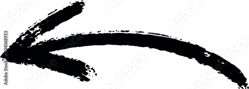 Black Paint Brush Left Arrow – Hand Drawn Marker Stroke Direction Symbol Vector