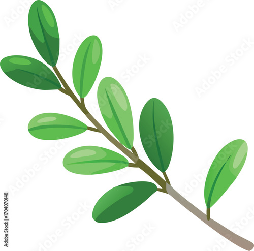 Illustration of a green branch with leaves, , perfect for adding a touch of nature to your designs and projects