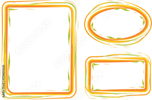 orange colorful abstract creative bold outline borders set