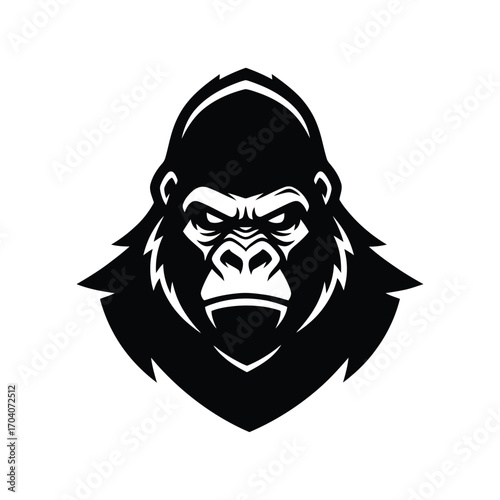 Stylized Gorilla Illustration – Monochrome Animal Icon Vector