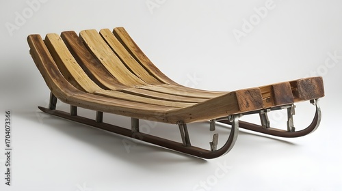 Old wooden cart resting on gray background