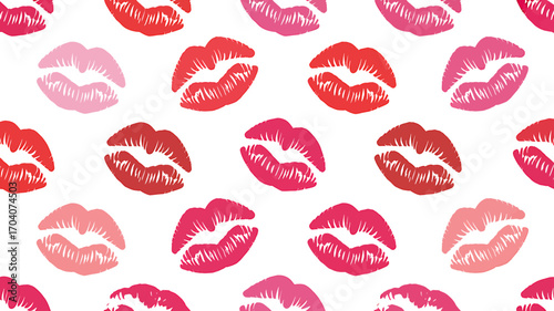 Lipstick Kiss Marks Pattern Romantic Background Beautiful Seamless Design for Valentines Day Celebrations and Love Themed Designs with Vibrant Colors