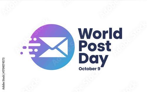 Celebrating World Post Day on October 9th with modern graphic envelope design for global communication and postal service appreciation