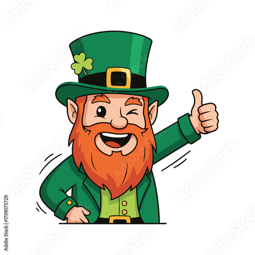 Leprechaun Character Giving Thumbs Up Gesture.