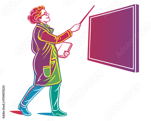 Teacher with blackboard silhouette vector